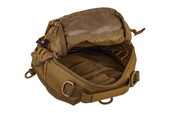 Primary Arms Utility Bag in Tan opened to show internal compartments
